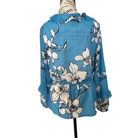 Calvin Klein Floral Chiffon Sheer Blouse - Picture 2 of 5